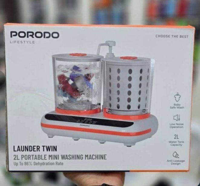 مینی واش دوقلو شارژی پرودو Porodo Launder Twin HP200 ظرفیت ۲×۲ لیتر